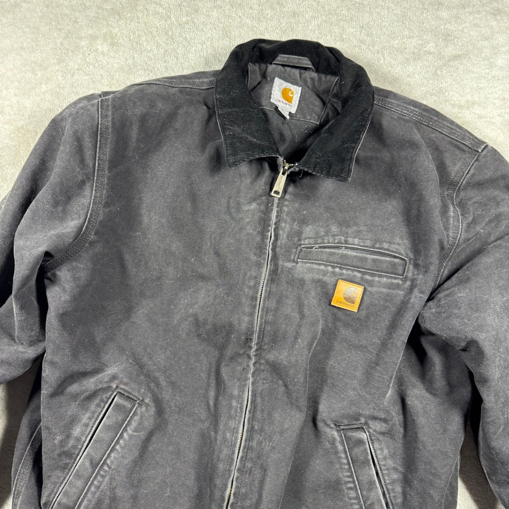 Carhartt Jacket Mens L Black Detroit Sandstone Duck Quilted 101228 001 Workwear